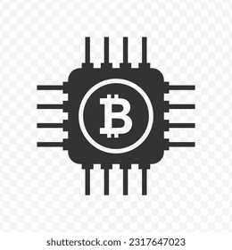 Vector illustration of bitcoin chips icon in dark color and transparent background(PNG).