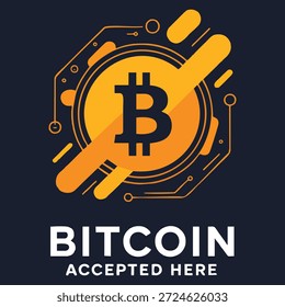 Ilustración vectorial Bitcoin Concept Logotipo de criptomoneda Dinero digital Blockchain Symbol Flat Style Perfecto para la inversión financiera y obras de arte temáticas de criptomonedas