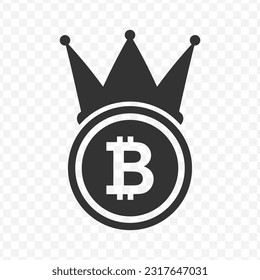 Vector illustration of bitcoin crown icon in dark color and transparent background(PNG).