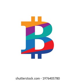 Vector illustration. Bitcoin crypto currency logo design 
