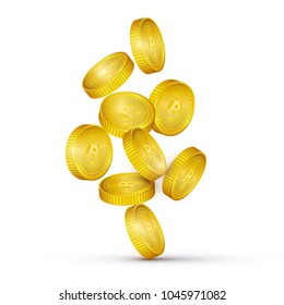 Vector illustration, bitcoin cryptocurrency group on the white background.
