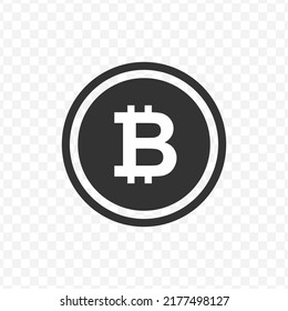 Vector illustration of Bitcoin currency icon in dark color and transparent background(png).