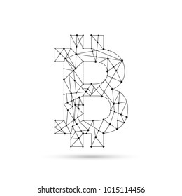 Vector illustration of  bitcoin digital cryptocurrency virtual money.  
