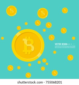 Vector illustration of  bitcoin digital cryptocurrency virtual money.  