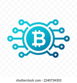 Ilustración vectorial del icono de moneda digital Bitcoin en color azul y fondo transparente (PNG).