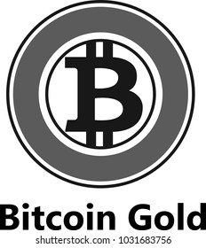 Vector Illustration Of Bitcoin Gold BTG Cryptocurrency Coin / Virtual Money Icon / Logotype Silhouette In Black and White
