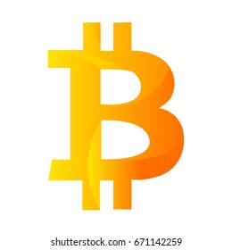 Vector illustration of bitcoin with gold coloured gradients