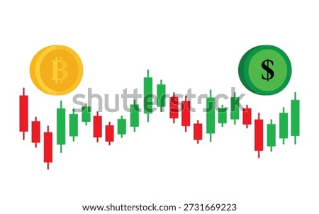 Vector illustration of bitcoin gold versus US dollar cryptocurrency trading data with investment using candlestick analysis. Blockchain, virtual, stock market, technical analysis, electronic, and graph icons.