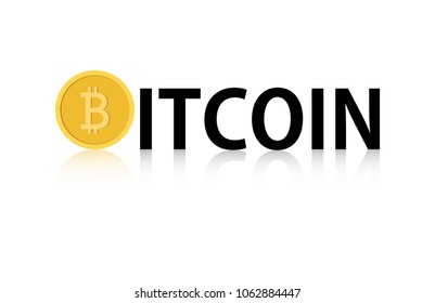 Vector Illustration of Bitcoin icon reflect on white background