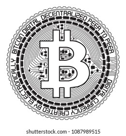 Vector illustration of Bitcoin Lineart
