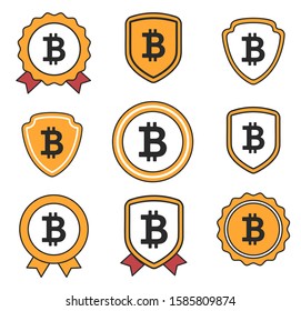 vector illustration of bitcoin logo badge medals
