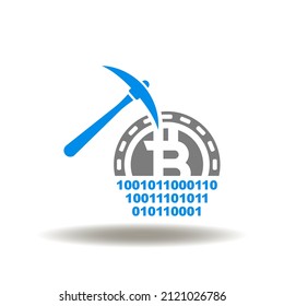 Ilustración vectorial de la mina de bitcoin pickaxe. Icono de la minería de monedas criptomonedas y criptomonedas. Símbolo de la velocidad de hash.