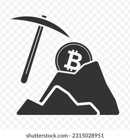 Vector illustration of bitcoin miner icon in dark color and transparent background(png).