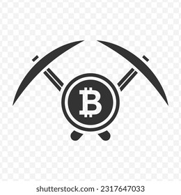 Ilustración vectorial del icono del minador de bitcoin en color oscuro y fondo transparente (PNG).
