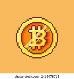 Ilustración vectorial de Bitcoin con Pixel Art Design, perfecto para diseños temáticos de activos de juego
