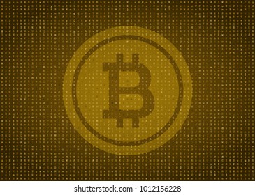 Vector illustration of bitcoin symbol over matrix background