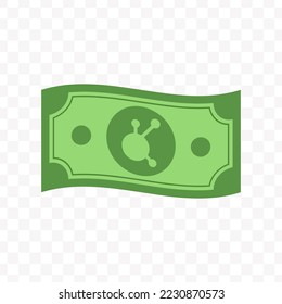 Vector illustration of BitConnect banknote in green color on transparent background (PNG).