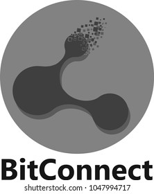 Vector Illustration Of BitConnect Cryptocurrency Coin / Virtual Money Icon / Logotype In Black and White BCC
