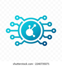 Vector illustration of BitConnect digital currency icon in blue color and transparent background (PNG).