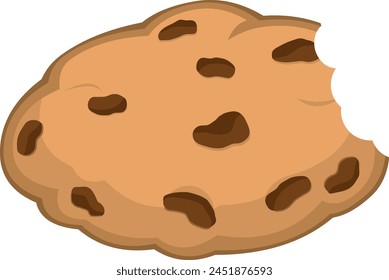 vector illustration bite chocolate chip cookie