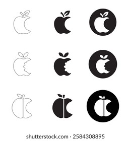 Vector Illustration of Bite Marks on Apples . flat, outline and minimalist vector icons on a white background.
