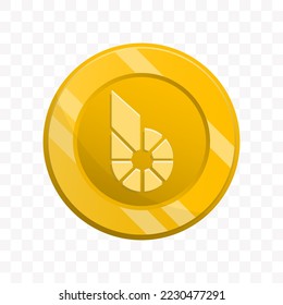 Ilustración vectorial de la moneda de BitShares en color dorado sobre fondo transparente (PNG).