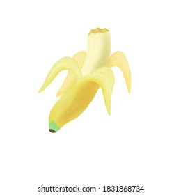 vector illustration of bitten banana on a white background. Banana bite icon design. 