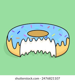 Eine Vektorillustration eines gebissenen Donuts