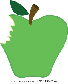 Ilustración vectorial de una manzana verde mordida