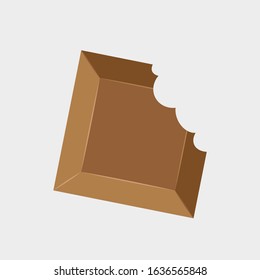 A vector illustration of a bitten piece of chocolate on white background.