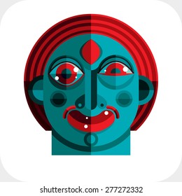 Vector illustration of bizarre modernistic avatar, cubism theme picture. Expression on a person's face.