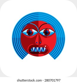 Vector illustration of bizarre modernistic avatar, cubism theme picture. Expression on a person's face.

