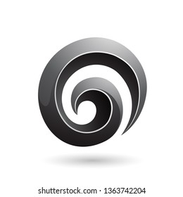 Vector Illustration of Black 3d Glossy Swirl Shape isolated on a white background