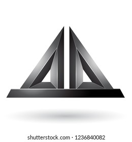 Ilustración vectorial de la forma negra 3d con relieve píramidico aislada en un fondo blanco