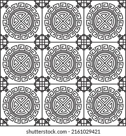 Vector illustration of black abstract folkloric seamless pattern on white background.