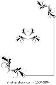 Vector illustration black abstract ornament  of corner frame