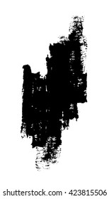 Vector illustration of black abstract shape painted by dry brush isolated on white background. Hand drawn shape. Textured element. Design element. Grunge texture. Modern. Ink