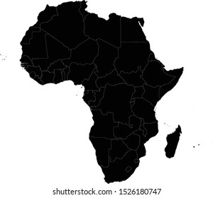 vector illustration of  Black Africa map with countries