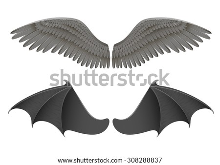 Vector Illustration Black Angel Bat Wings Stock Vector (royalty Free 