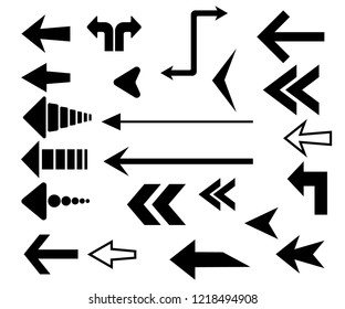 Vector illustration of black arrow icons.