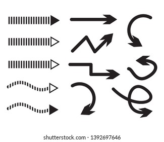 Vector illustration of black arrow icons.