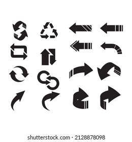 Vector illustration of black arrow icons on white background