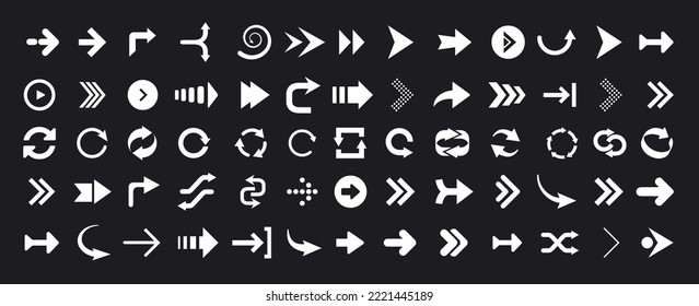 Vector illustration of black arrow icons. Web arrows set.