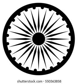 Símbolo indio Ashoka Wheel de ilustración vectorial - Ashoka Chakra.