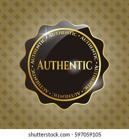 Vector illustration of Black authentic emblem icon in Brown
