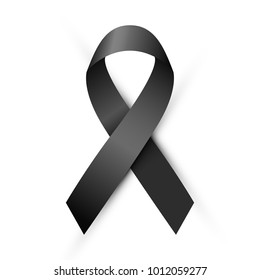 Vector illustration, Black awareness ribbon isolated on a white background. Mourning and melanoma symbol. Terrorism and death symbol.  svg