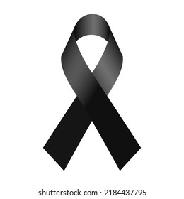 Vector illustration, Black awareness ribbon isolated on a white background. Mourning and melanoma symbol. Terrorism and death symbol.