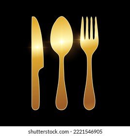A vector Illustration  in black background with gold shine effect of Golden Luxury Food Vector Icon