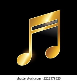 A vector Illustration  in black background with gold shine effect of Golden Luxury Music Note Vector Icon