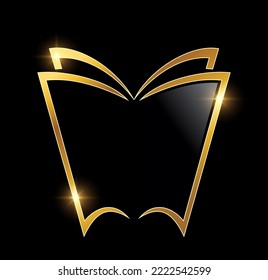 A vector Illustration  in black background with gold shine effect of Golden Luxury Book Vector Icon